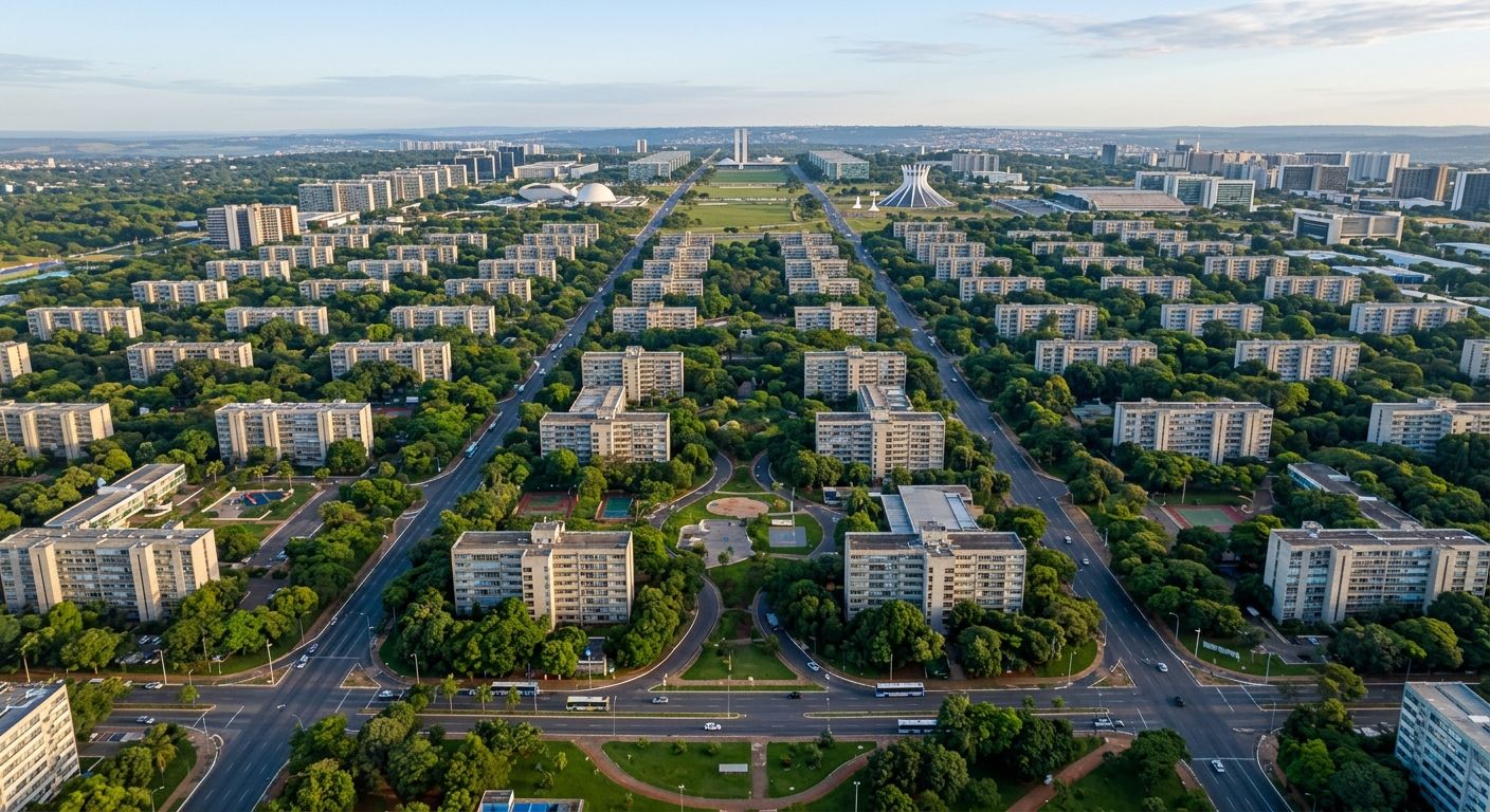 Vista aérea de um bairro planejado de Brasília